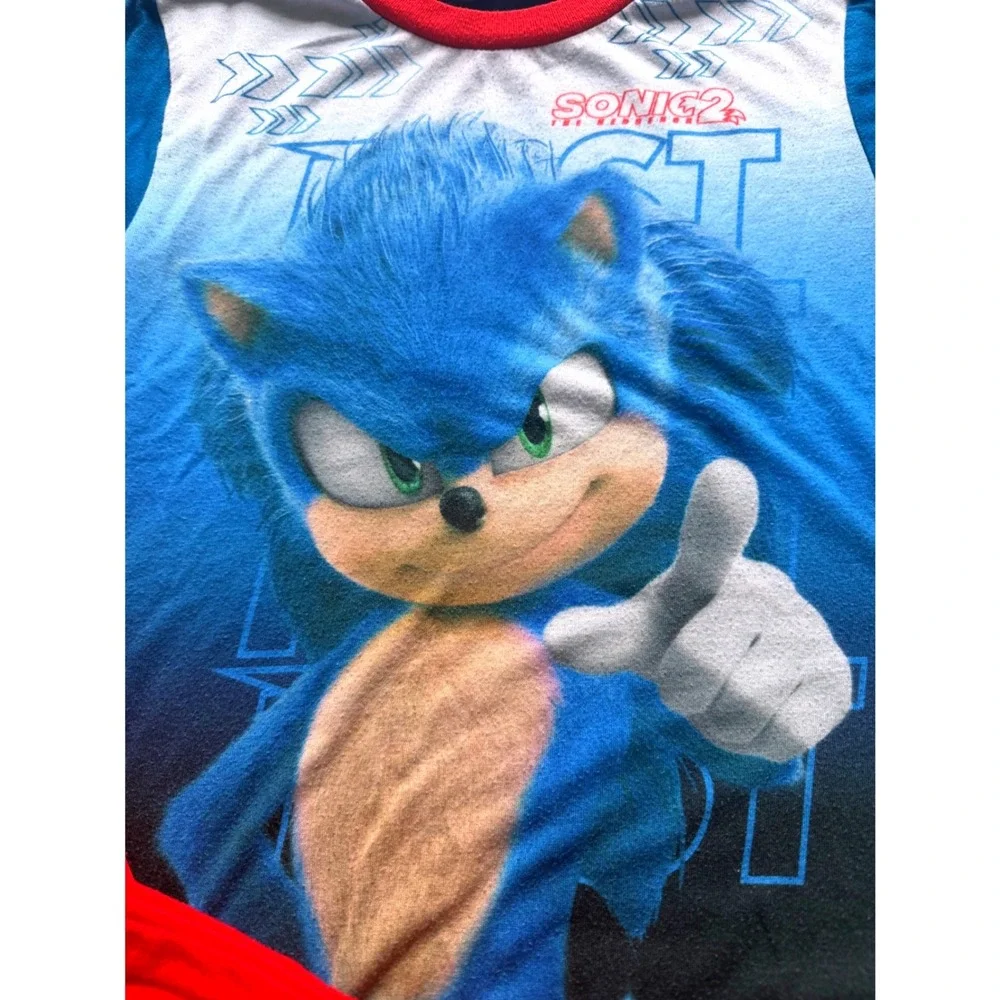 Sonic the Hedgehog Kids 3-Piece Pajama Set Blue Red Size 10 Shorts and Pants